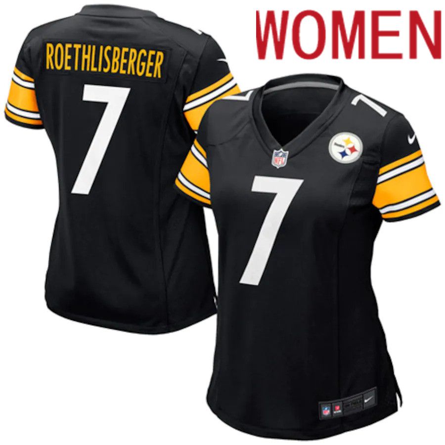 Women Pittsburgh Steelers 7 Ben Roethlisberger Nike Black Game Player NFL Jersey